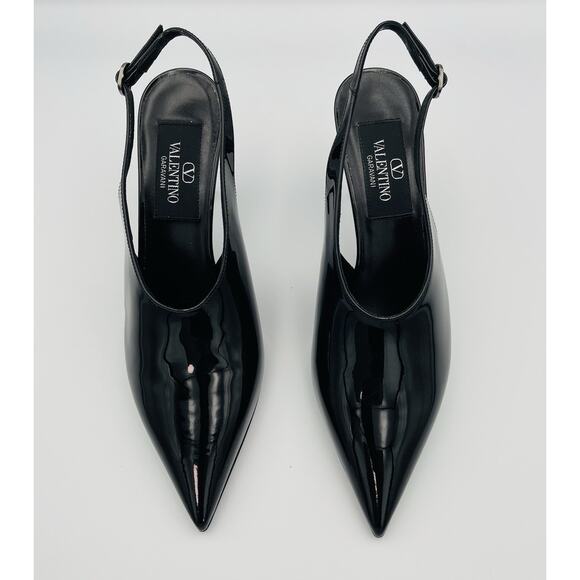 Valentino Garavani Black Patent Leather Slingback Pump Heels Size 38 US 8 - Picture 3 of 8